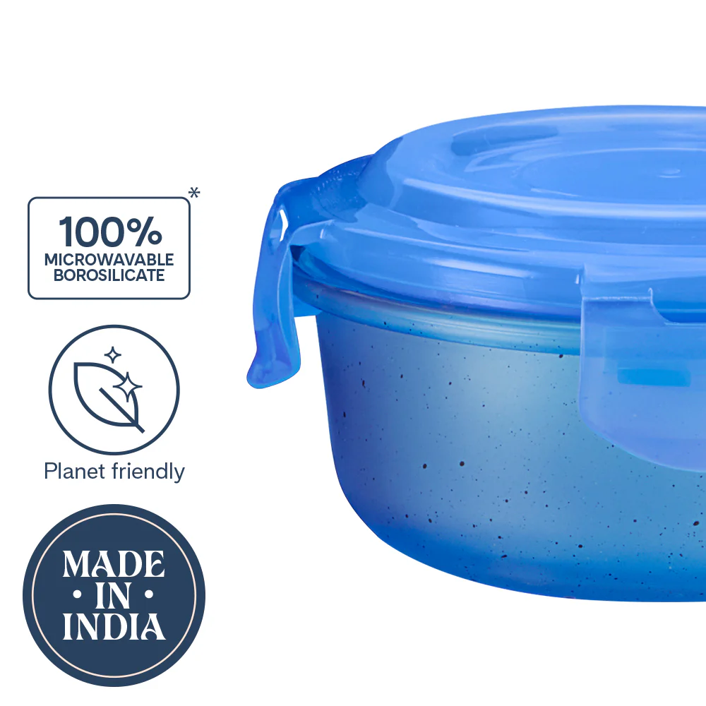 Larah Colormate Round Lunch Box, Blue - Image 4