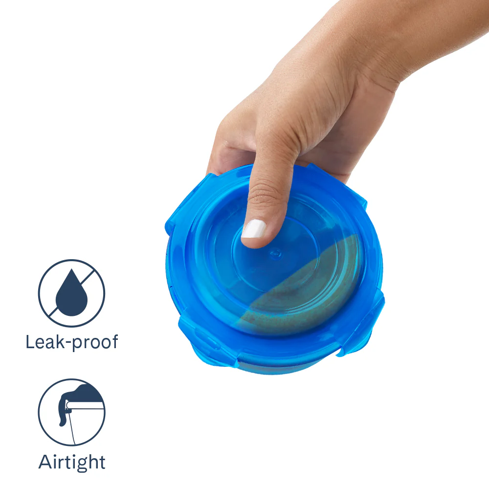Larah Colormate Round Lunch Box, Blue - Image 5