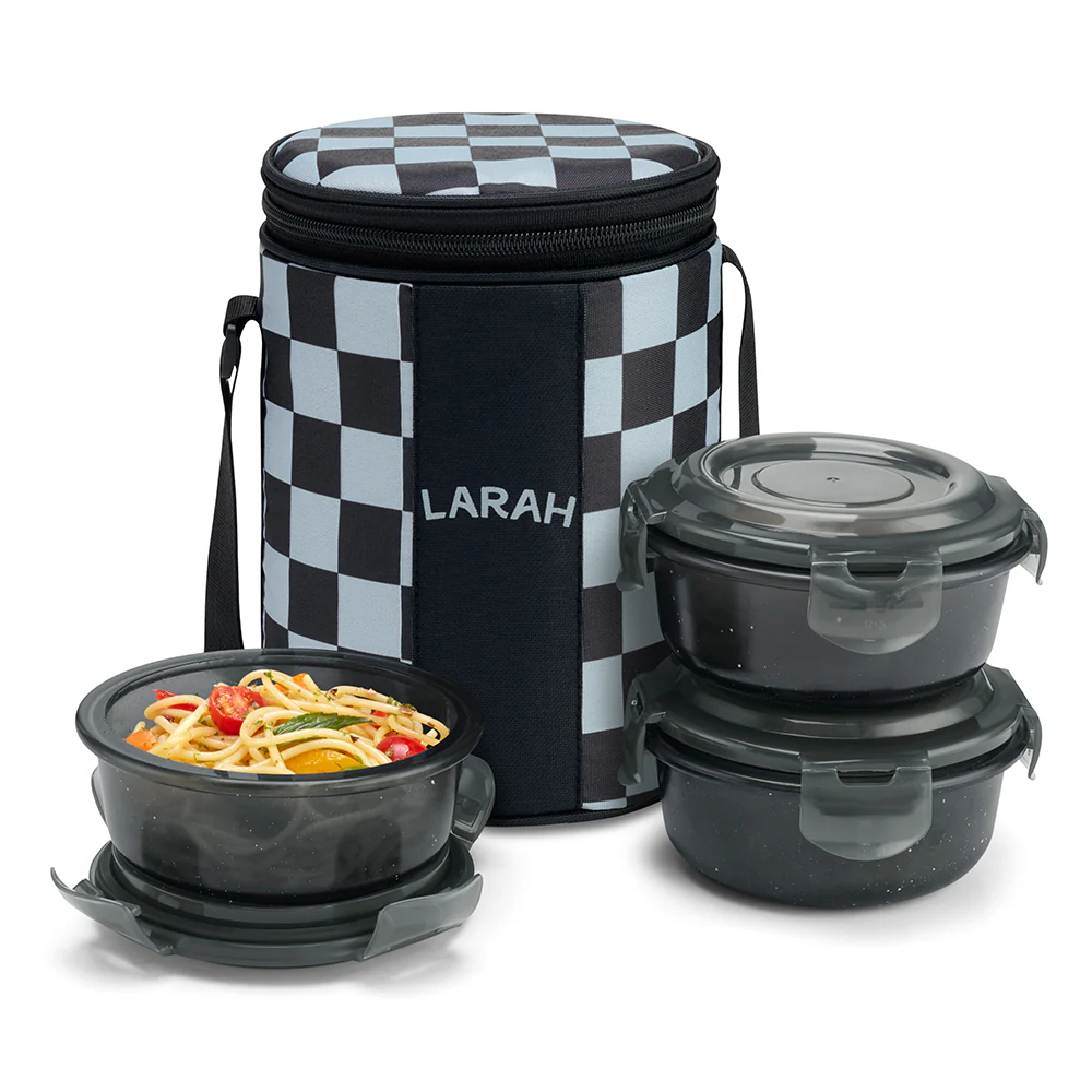 Larah Colormate Round Lunch Box, Black - Image 2