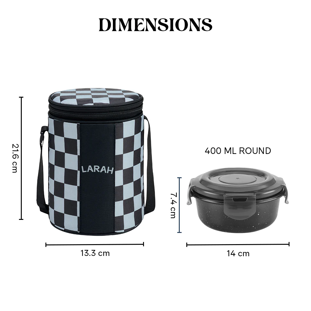 Larah Colormate Round Lunch Box, Black - Image 3