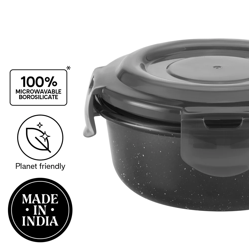 Larah Colormate Round Lunch Box, Black - Image 4