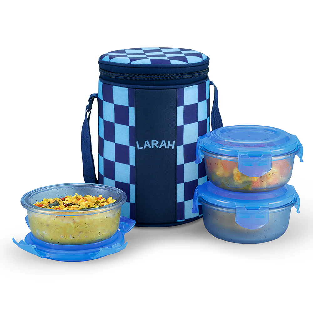 Larah Colormate Round Lunch Box, Blue - Image 2