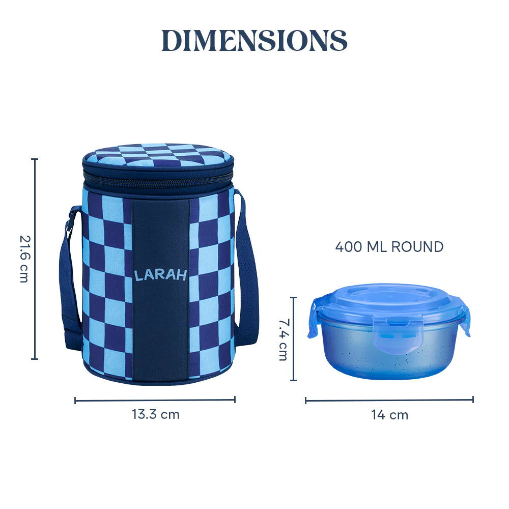 Larah Colormate Round Lunch Box, Blue - Image 3