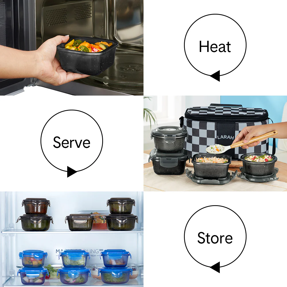 Larah Colormate Universal Lunch Box, Black - Image 7