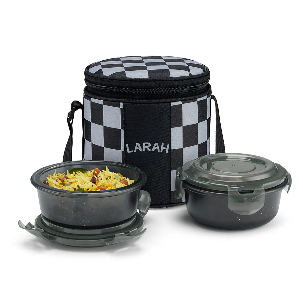 Larah Colormate Round Lunch Box, Black - Image 2