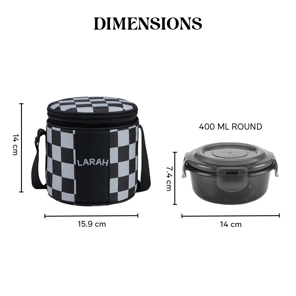 Larah Colormate Round Lunch Box, Black - Image 3