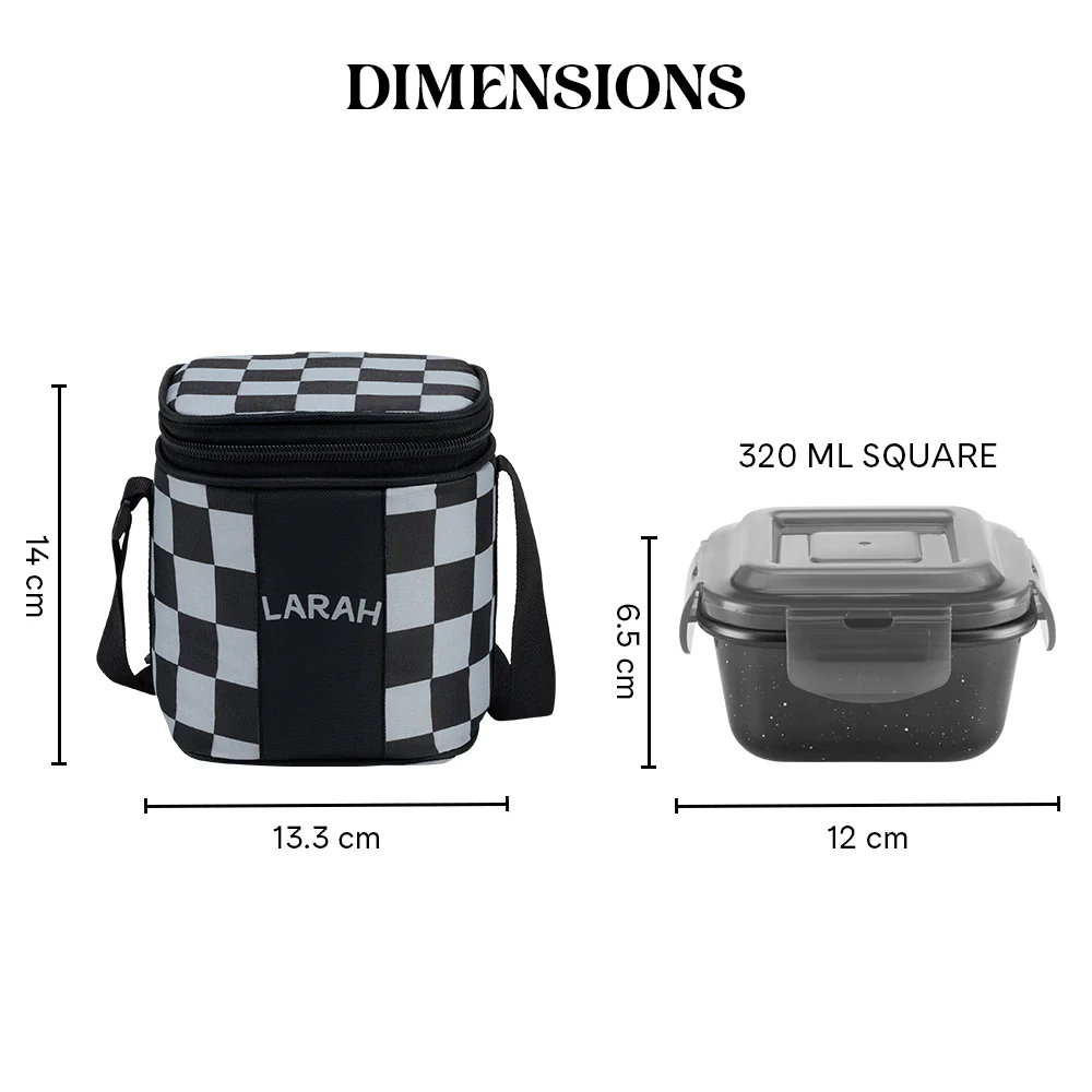 Larah Colormate Square Lunch Box, Black - Image 3