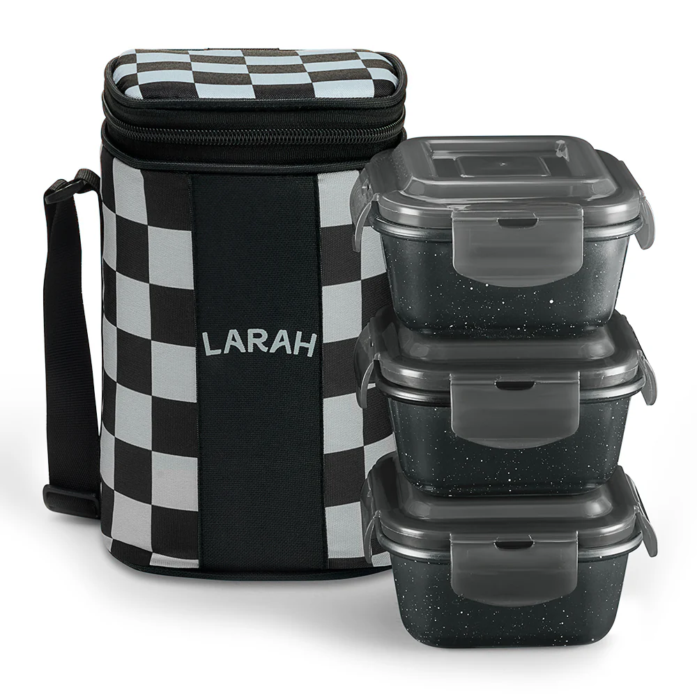 Larah Colormate Square Lunch Box, Black - Image 2