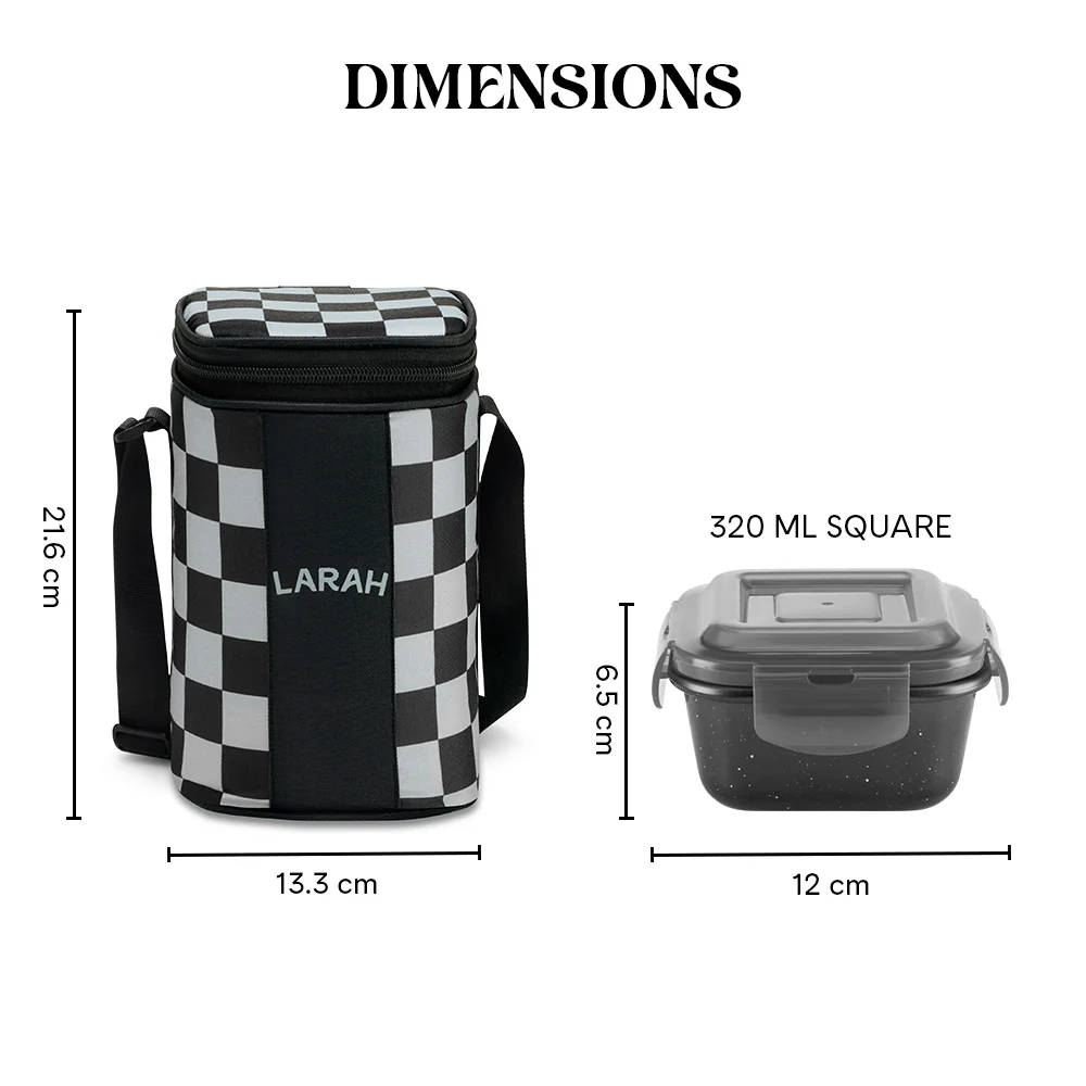 Larah Colormate Square Lunch Box, Black - Image 3