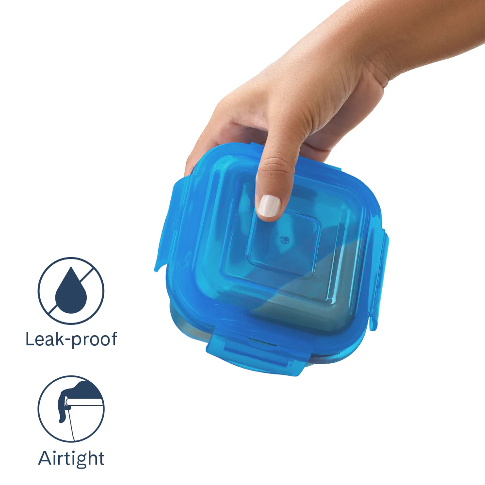 Larah Colormate Square Lunch Box, Blue - Image 5