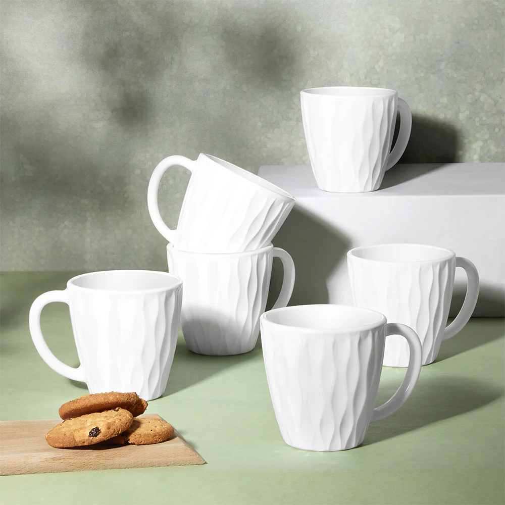 Larah Curl Cup Set, White, 200ml x 6 - Image 10