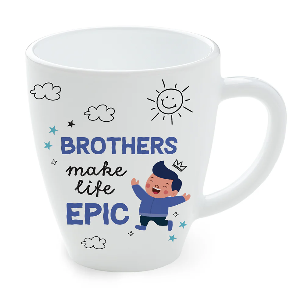 Larah Rakhi Opalware Mug, Brothers Make Life Epic - Image 2