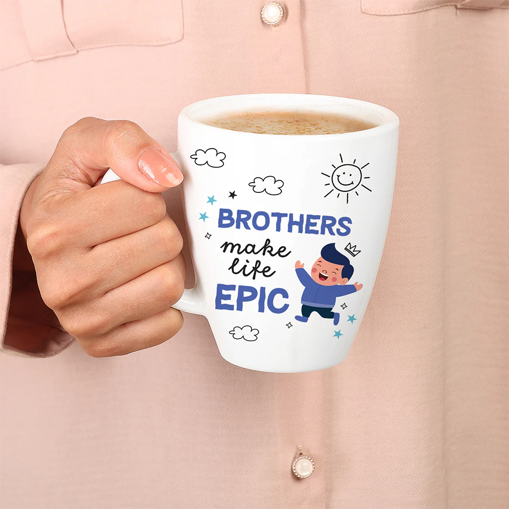Larah Rakhi Opalware Mug, Brothers Make Life Epic - Image 3