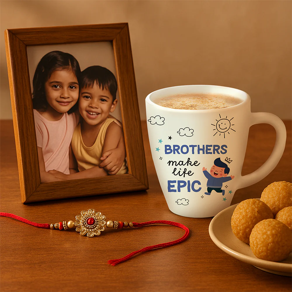 Larah Rakhi Opalware Mug, Brothers Make Life Epic - Image 8