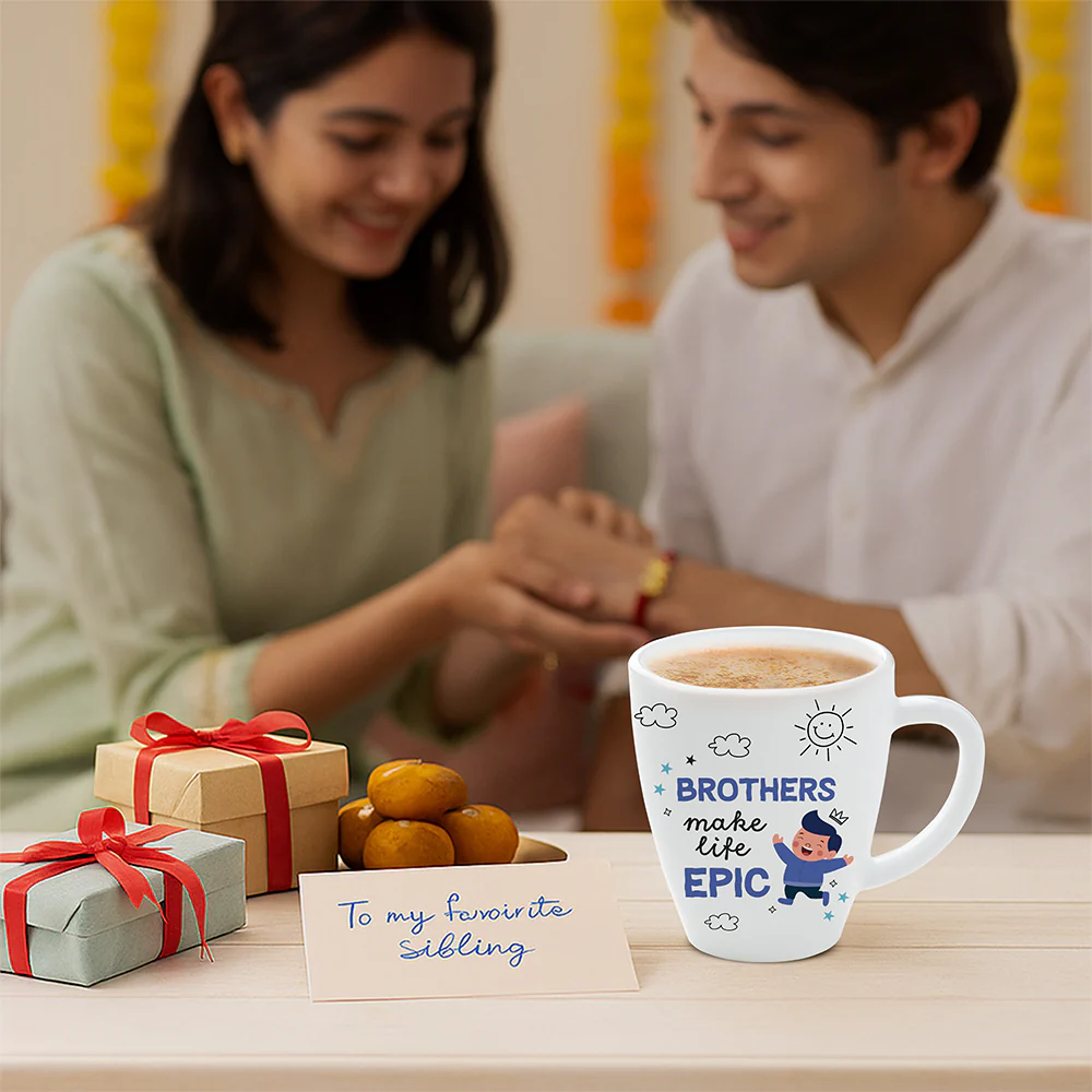 Larah Rakhi Opalware Mug, Brothers Make Life Epic - Image 9