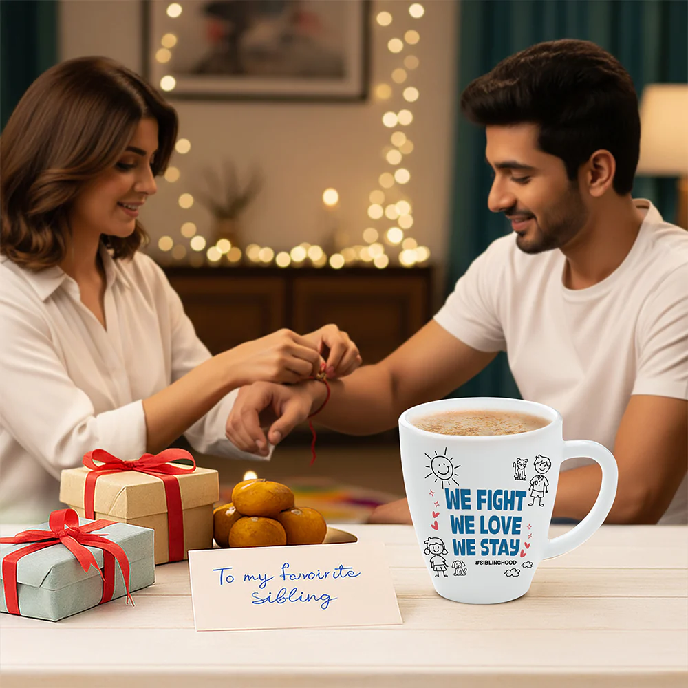 Larah Rakhi Opalware Mug, We Fight, We Love We Stay - Image 8