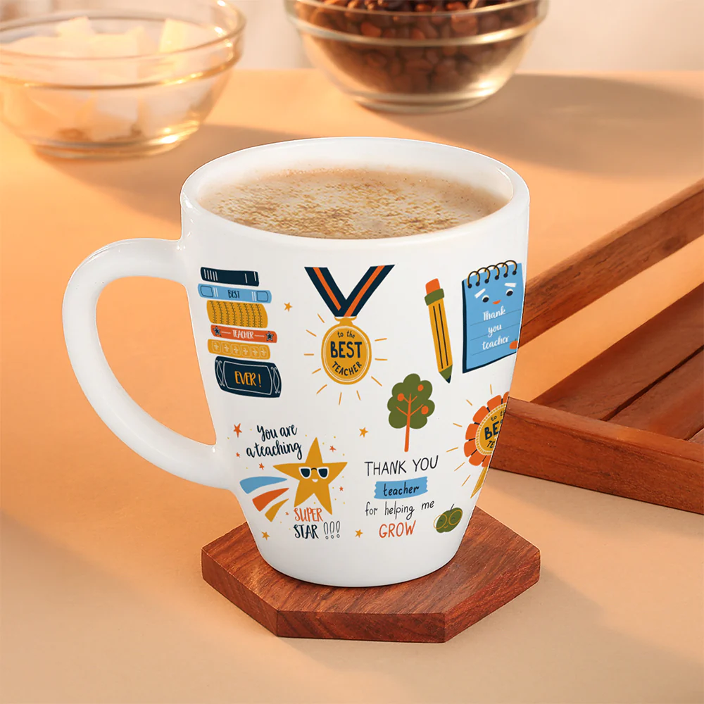 Larah Teachers Day Opalware Mug, Thank You Teacher For Helping Me Shine, 390ml