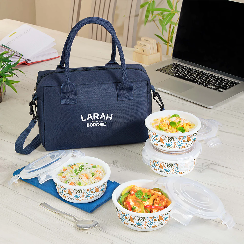 Larah Ziva Sky Round Lunchbox, Blue - Image 10