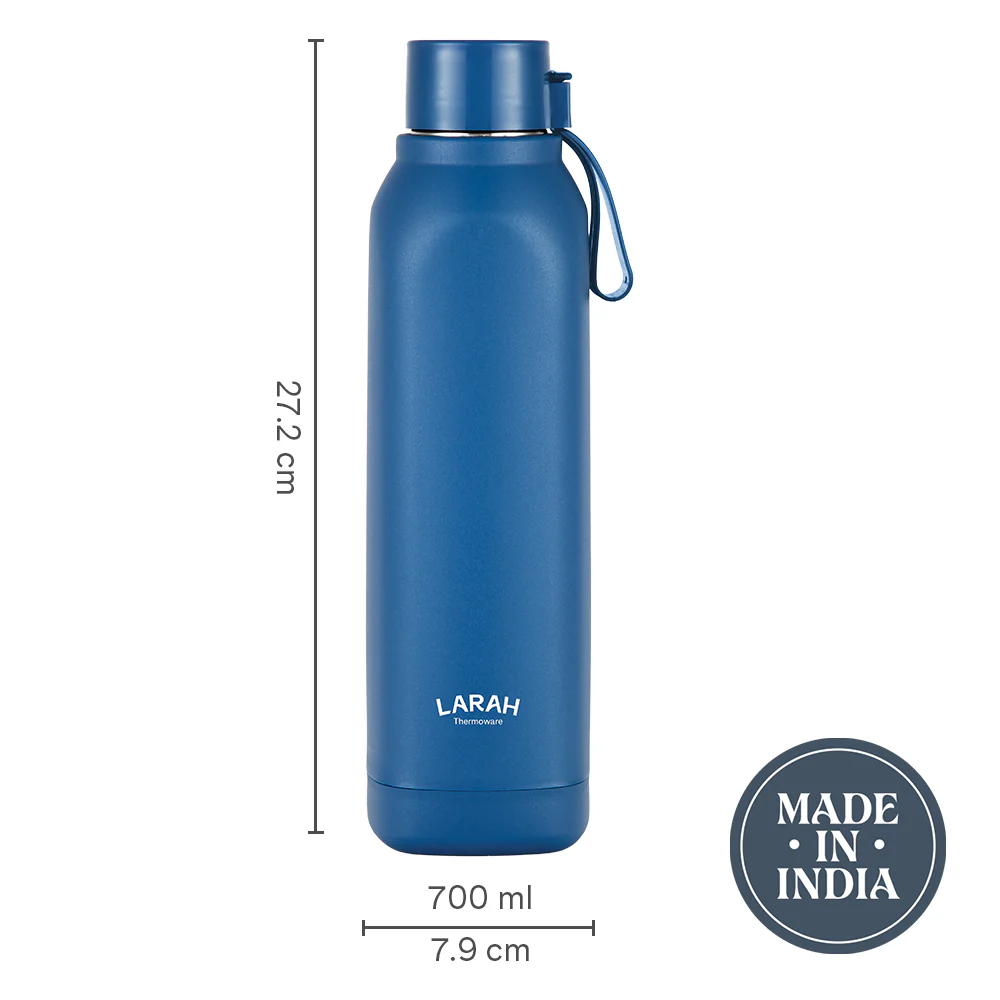 Larah Cube Square PU Thermoware Bottle, Blue - Image 3