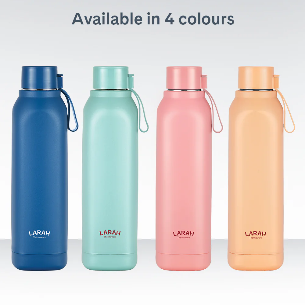 Larah Cube Square PU Thermoware Bottle, Blue - Image 7