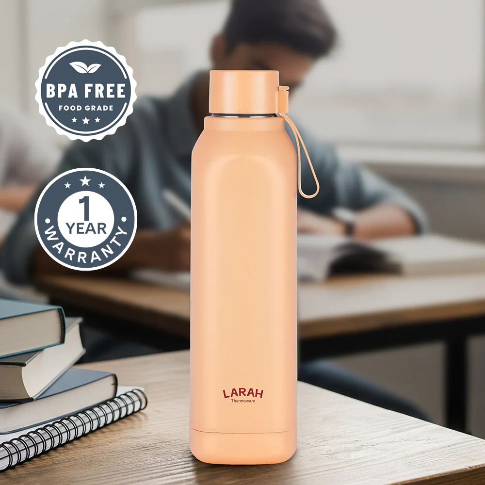 Larah Cube Square PU Thermoware Bottle, Gold - Image 4