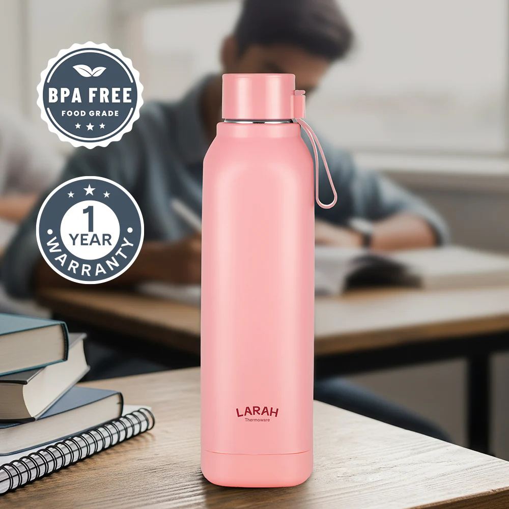 Larah Cube Square PU Thermoware Bottle, Pink - Image 4