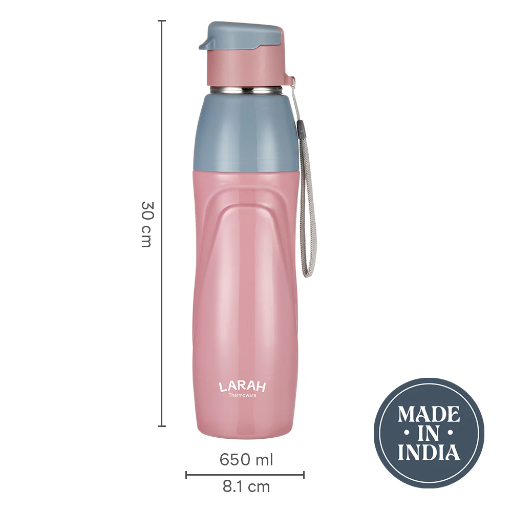 Larah Drift Round PU Thermoware Bottle, Pink - Image 3