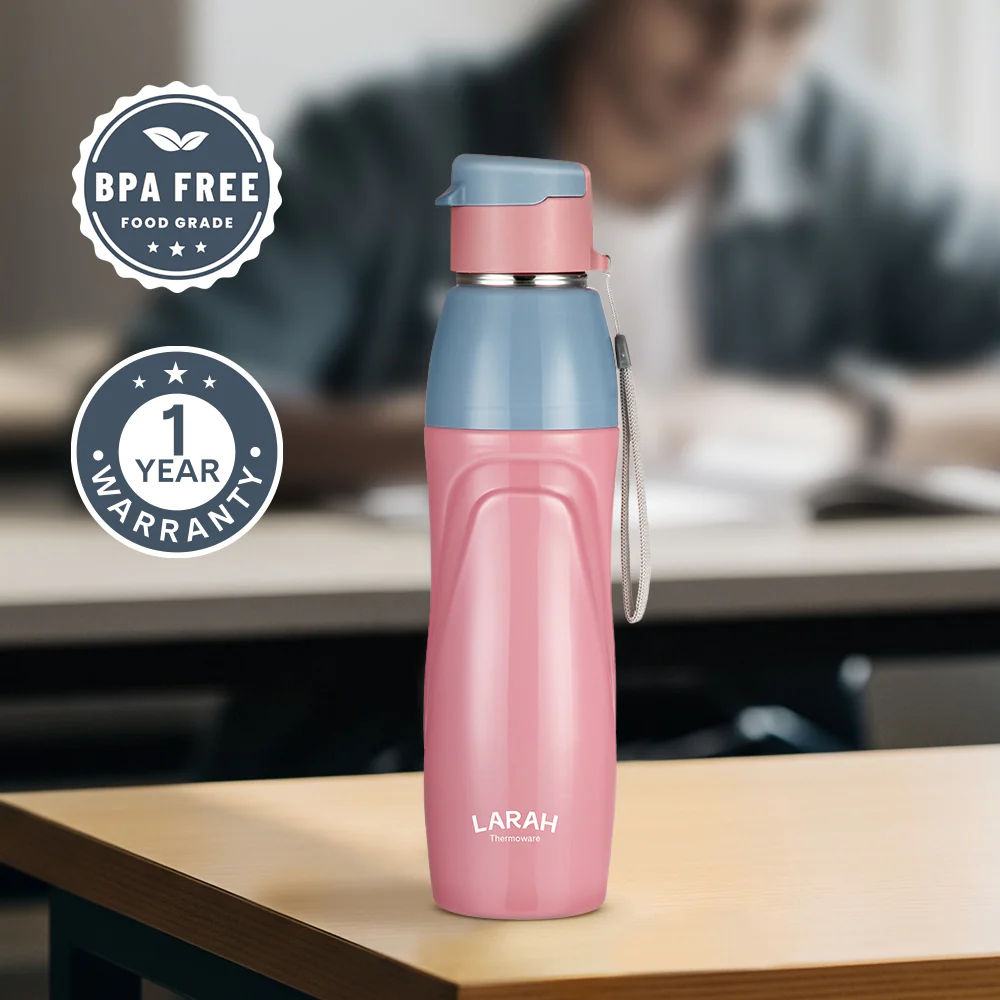 Larah Drift Round PU Thermoware Bottle, Pink - Image 4