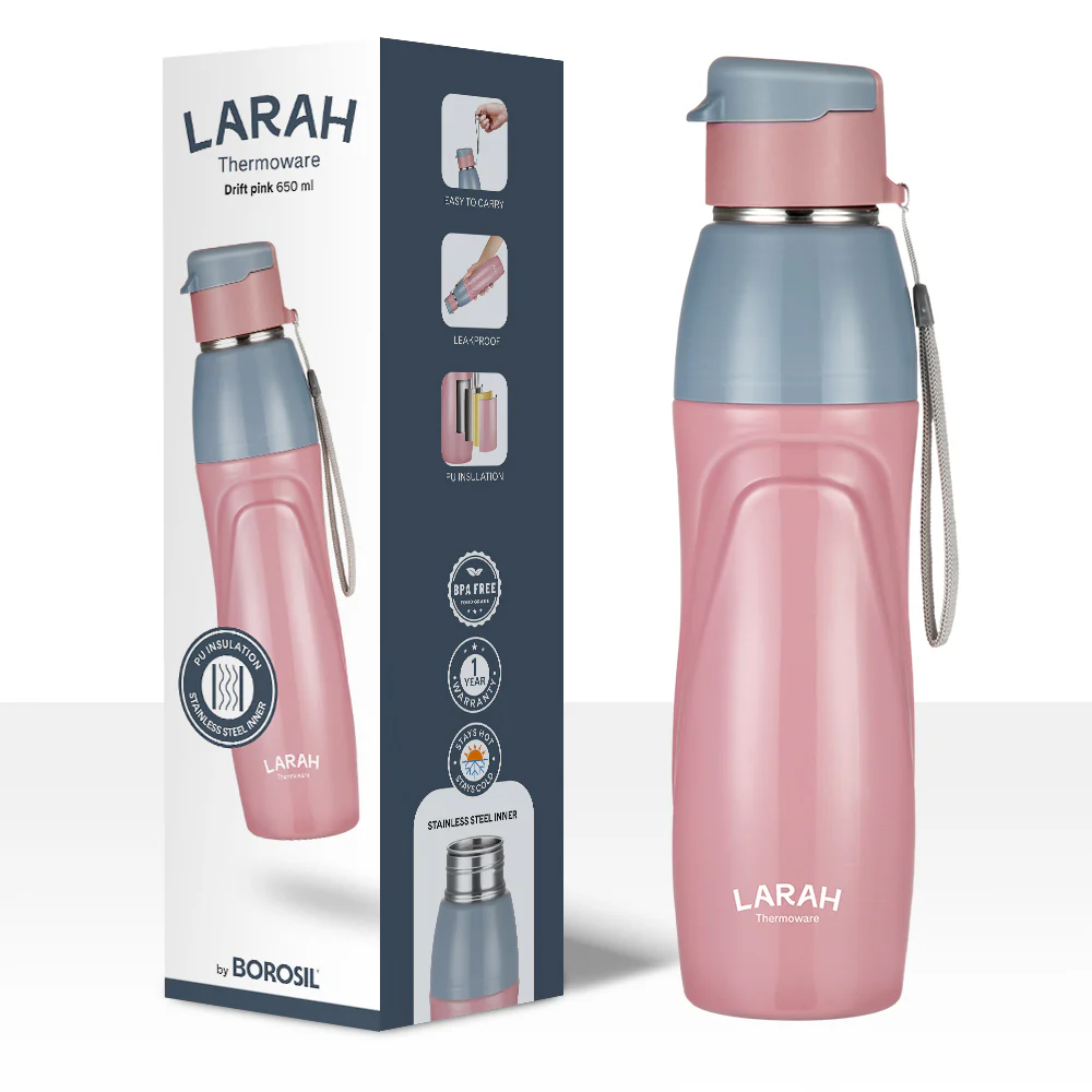 Larah Drift Round PU Thermoware Bottle, Pink - Image 6