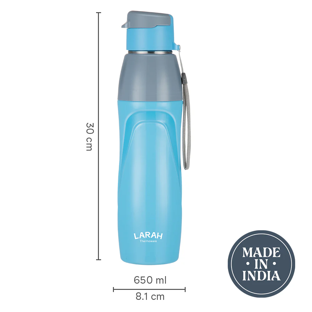 Larah Drift Round PU Thermoware Bottle, Sky - Image 3
