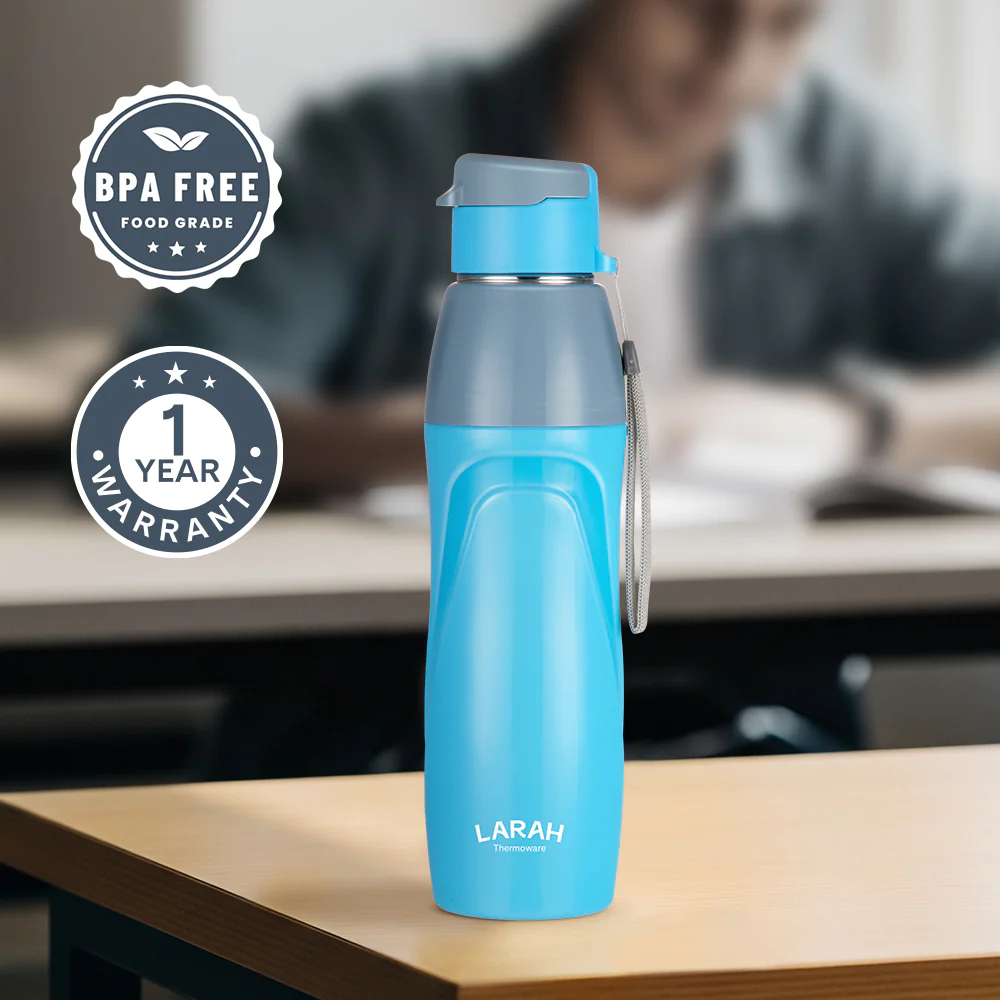 Larah Drift Round PU Thermoware Bottle, Sky - Image 4