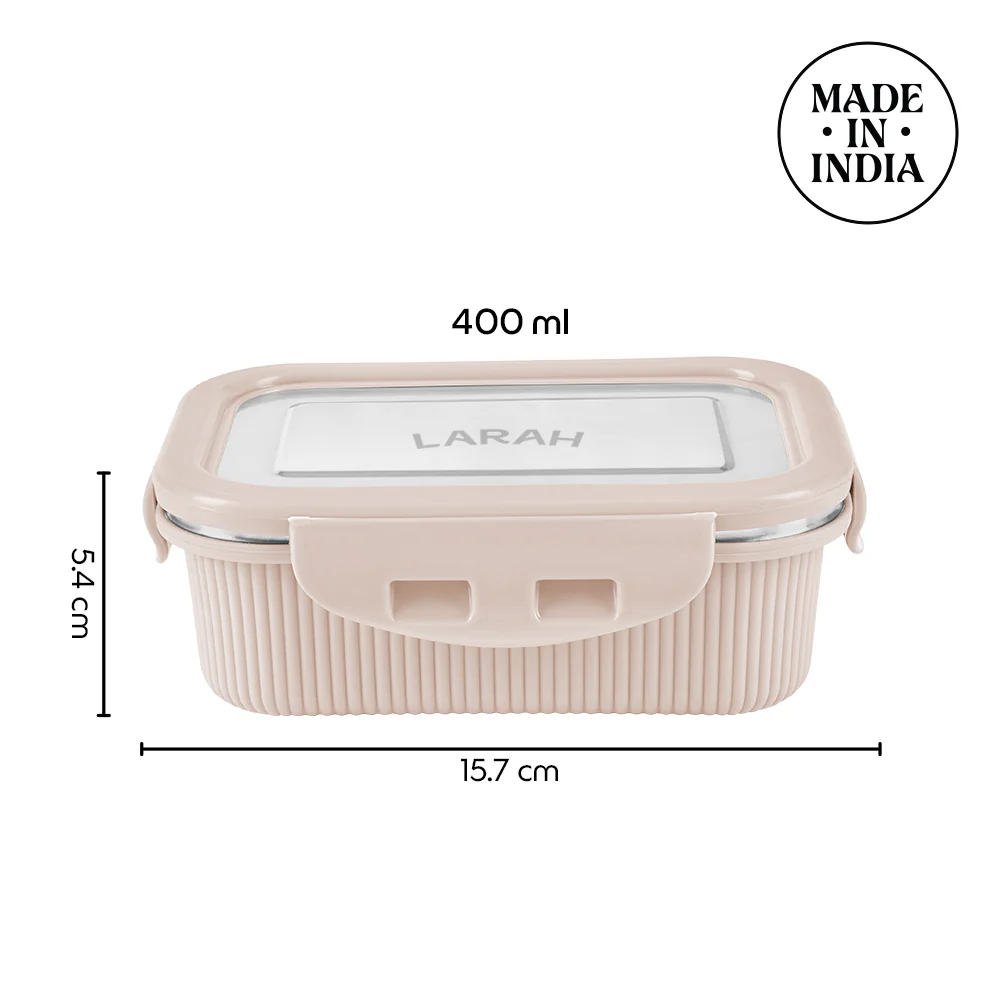 Larah Freshbyte Rectangular Lunch Box, Beige - Image 3