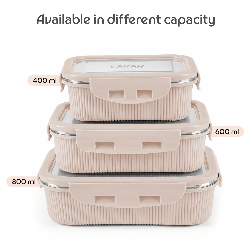 Larah Freshbyte Rectangular Lunch Box, Beige - Image 8
