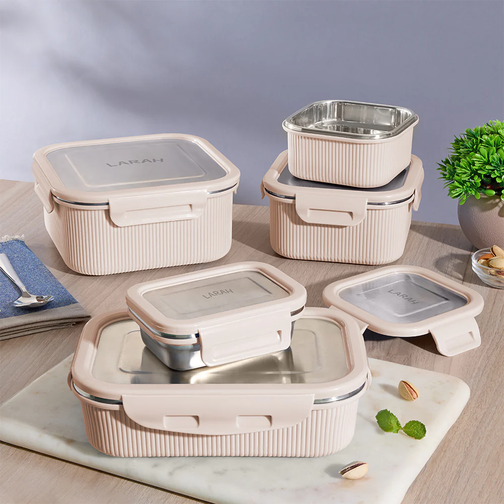 Larah Freshbyte Rectangular Lunch Box, Beige - Image 9
