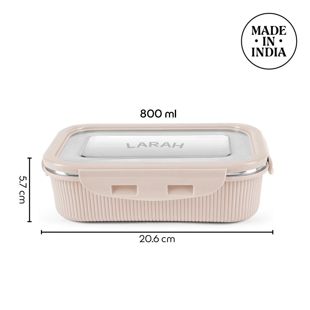Larah Freshbyte Rectangular Lunch Box, Beige - Image 3
