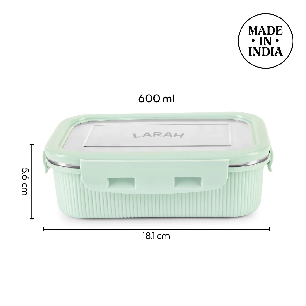 Larah Freshbyte Rectangular Lunch Box, Green - Image 3