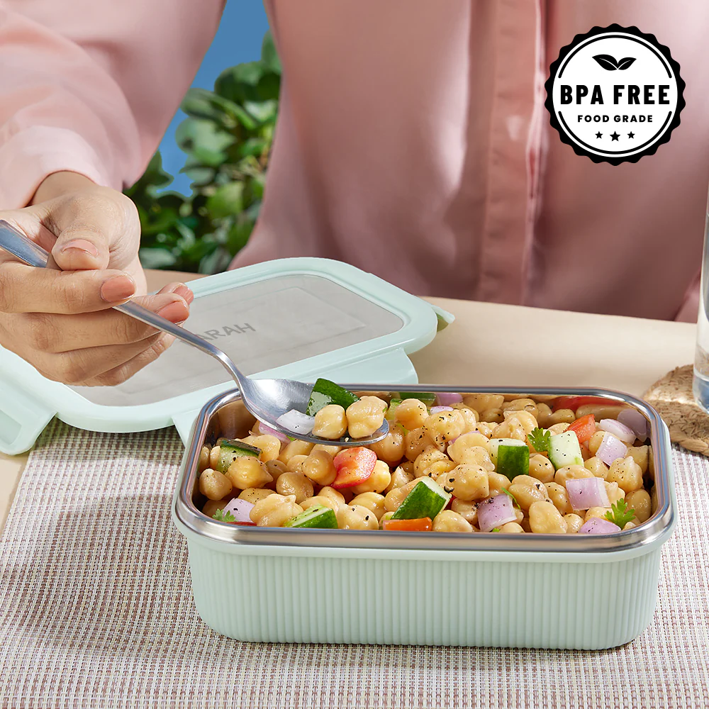 Larah Freshbyte Rectangular Lunch Box, Green - Image 5