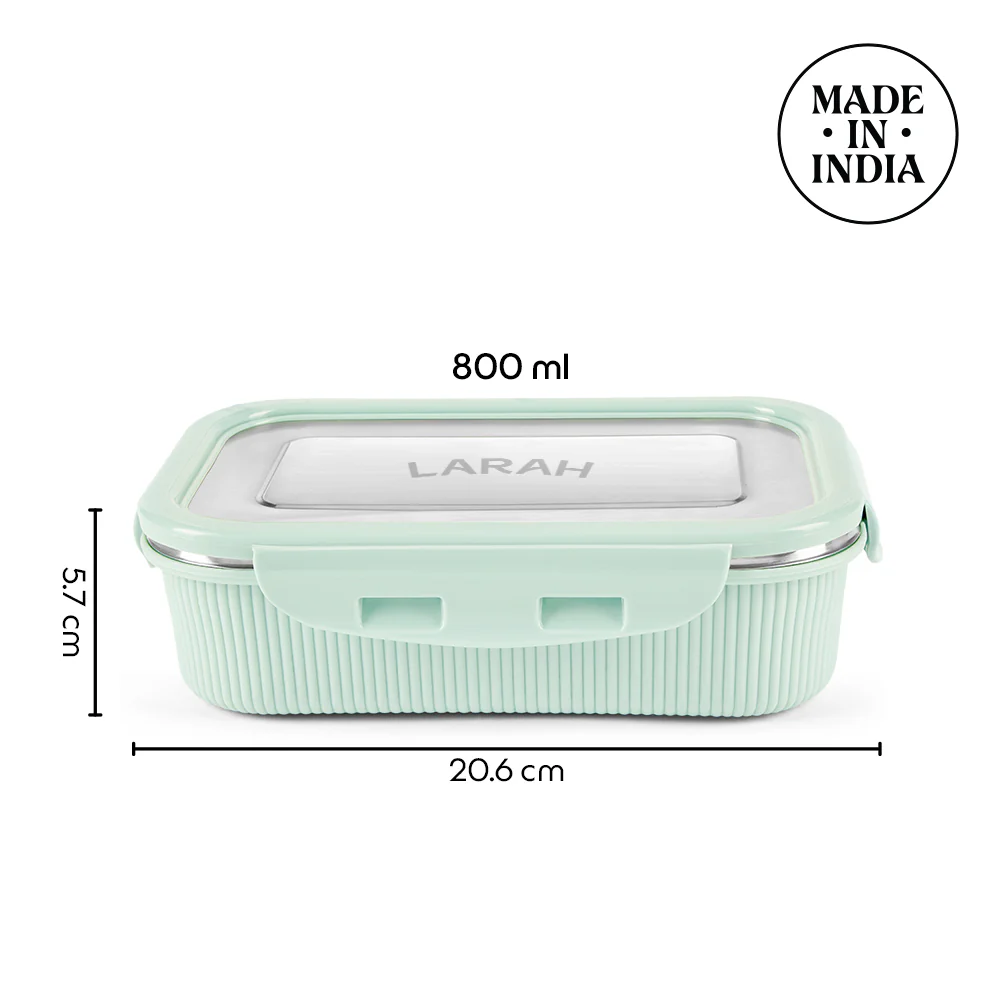 Larah Freshbyte Rectangular Lunch Box, Green - Image 3