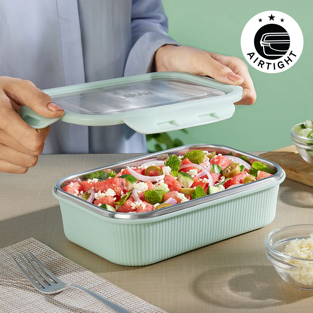 Larah Freshbyte Rectangular Lunch Box, Green - Image 4