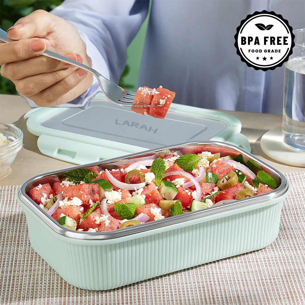 Larah Freshbyte Rectangular Lunch Box, Green - Image 5