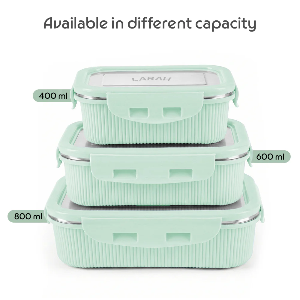 Larah Freshbyte Rectangular Lunch Box, Green - Image 8