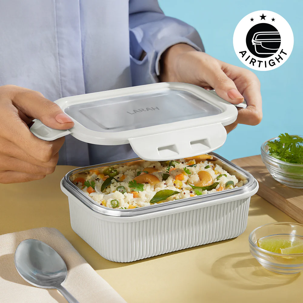 Larah Freshbyte Rectangular Lunch Box, Grey - Image 4
