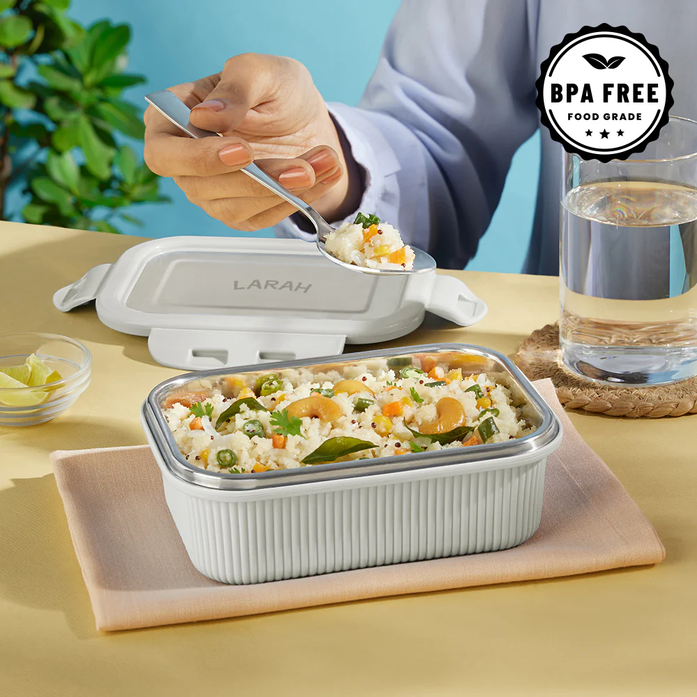 Larah Freshbyte Rectangular Lunch Box, Grey - Image 5