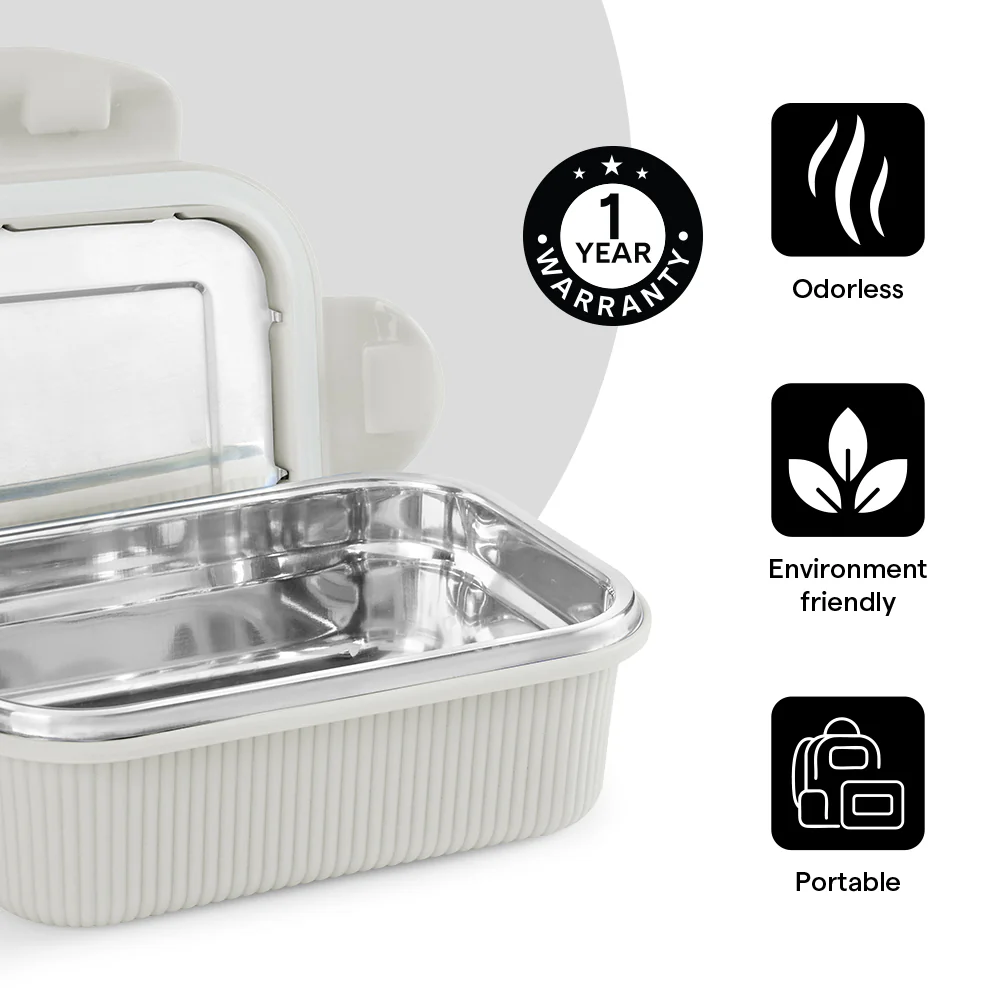 Larah Freshbyte Rectangular Lunch Box, Grey - Image 6