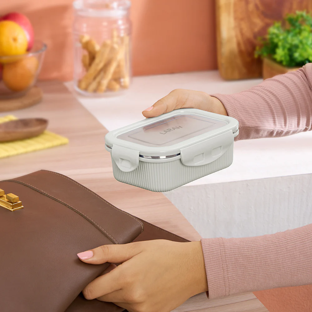 Larah Freshbyte Rectangular Lunch Box, Grey - Image 7