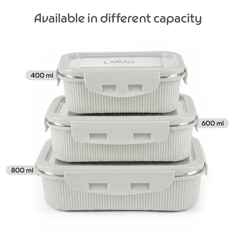 Larah Freshbyte Rectangular Lunch Box, Grey - Image 8