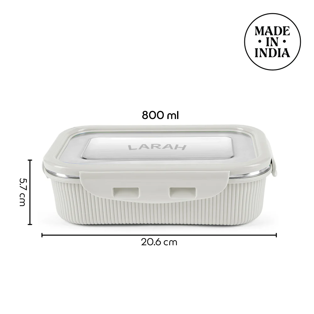 Larah Freshbyte Rectangular Lunch Box, Grey - Image 3