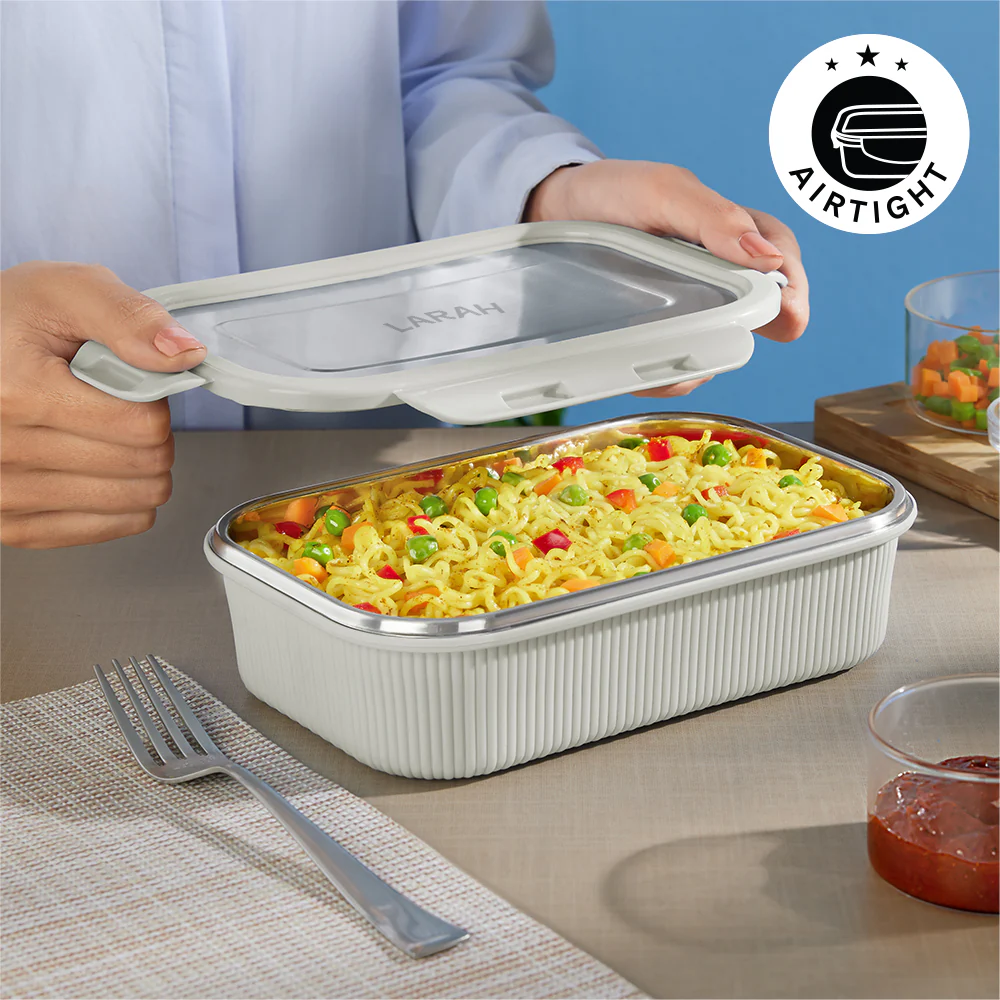 Larah Freshbyte Rectangular Lunch Box, Grey - Image 4