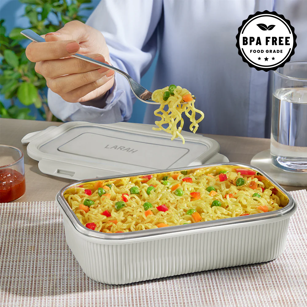 Larah Freshbyte Rectangular Lunch Box, Grey - Image 5