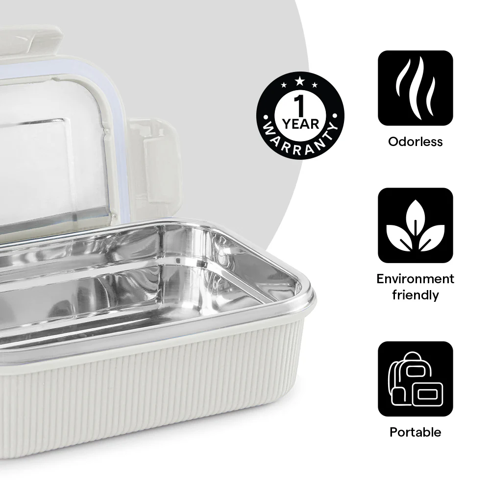 Larah Freshbyte Rectangular Lunch Box, Grey - Image 6